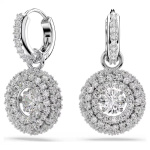 Sublima drop earrings Round cut, White, Rhodium plated